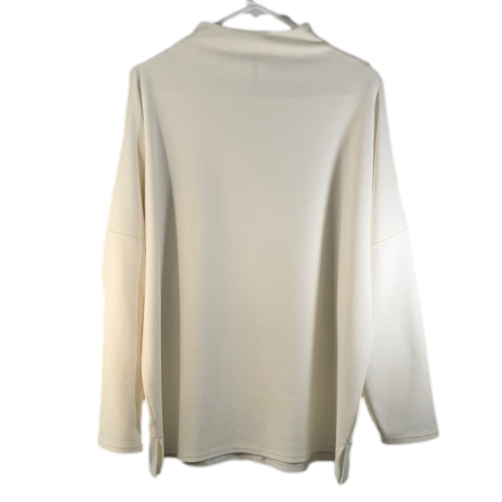 ZENERGY White Quarter Zip Tunic w/Tyra Cold Shoulder Sleeves Size 3 (Size 16) - Picture 4 of 9